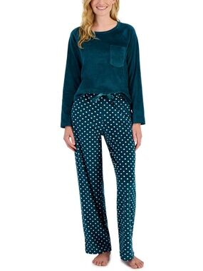 NWT Charter Club Women's Printed Velour Pajamas Top only